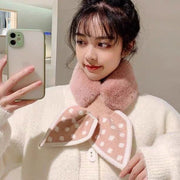 美人鱼秋冬季围巾韩版冬季加厚保暖可爱獭兔毛绒护颈领子交叉围脖
